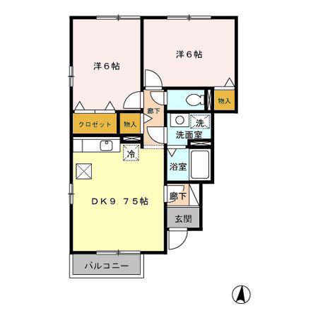 サニーコート・泉台B(2DK/1階)の間取り写真