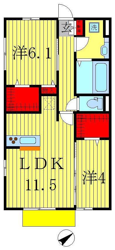 パティーナ(2LDK/1階)の間取り写真