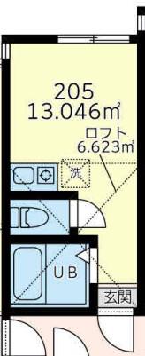 ユナイト石川町ジョルジーニョ(ワンルーム/1階)の間取り写真