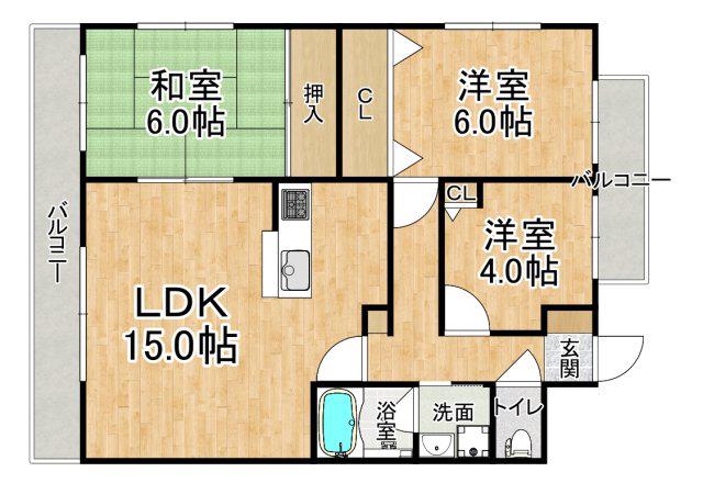 ヴァーチュアスあさぎり(3LDK/2階)の間取り写真