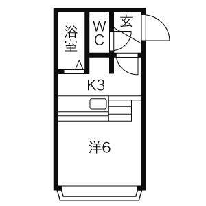 Fラッキー23(1K/2階)の間取り写真