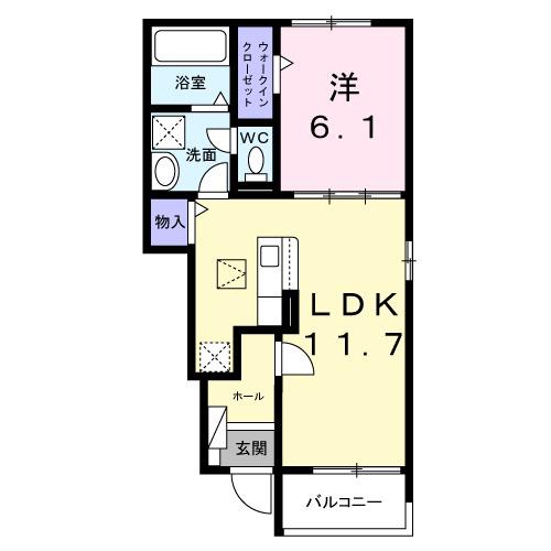 SALLIER(1LDK/1階)の間取り写真