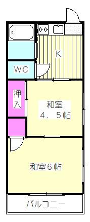 第3白雪荘(2K/2階)の間取り写真