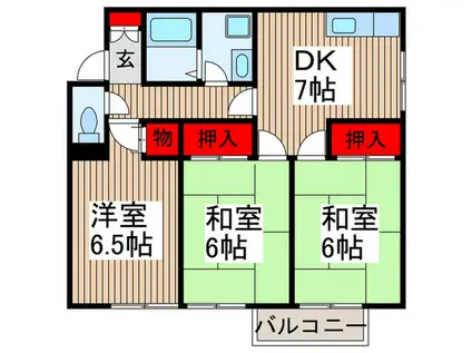 ディアコート(3DK/2階)の間取り写真