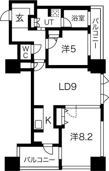 アルグラッドザ・タワー心斎橋(2LDK/17階)の間取り写真