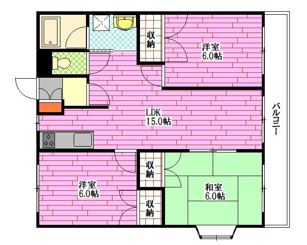 グローバルハイツ(3LDK/1階)の間取り写真