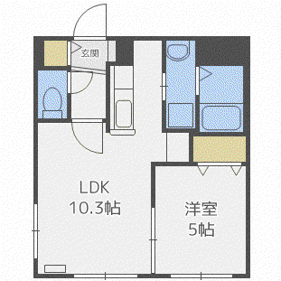 アルファー豊平(1LDK/4階)の間取り写真
