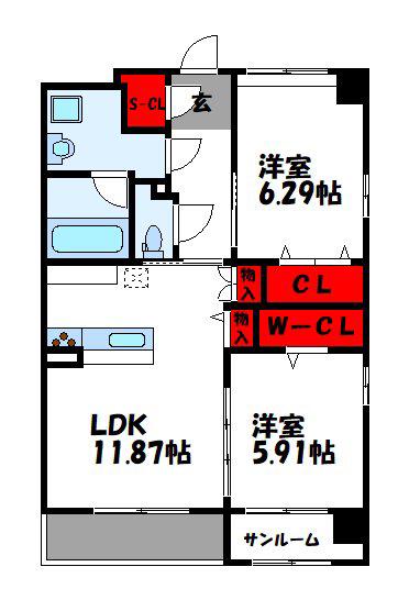 ENON GRANDE(2LDK/3階)の間取り写真