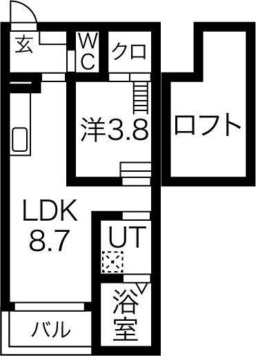 PRESTIGE(1LDK/1階)の間取り写真