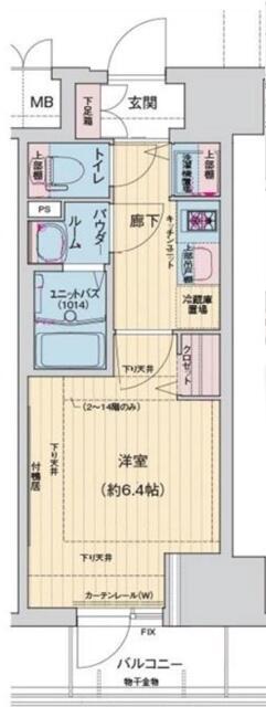 ララプレイス難波シエール(1K/2階)の間取り写真