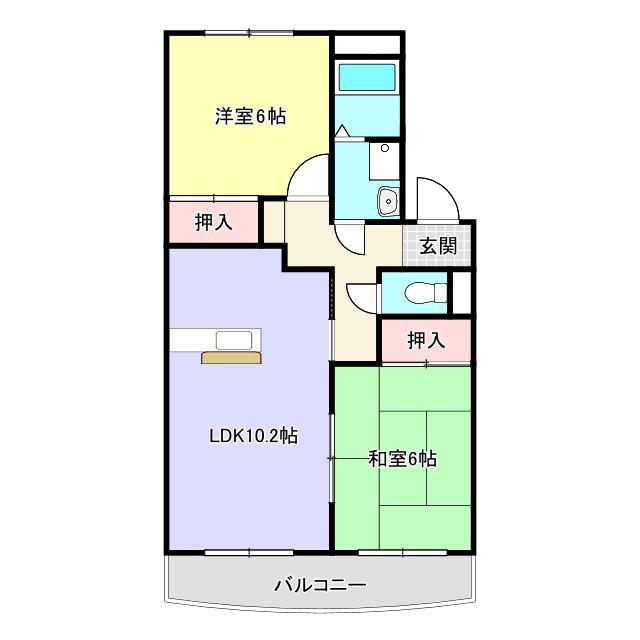 シルクヴェールフジA(2LDK/1階)の間取り写真