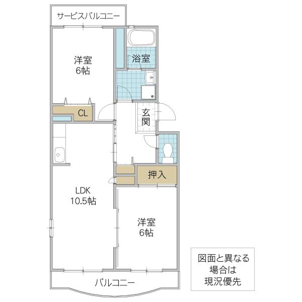 パティオマンションIII(2LDK/1階)の間取り写真