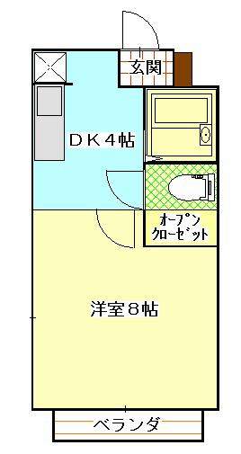 フラットN(1K/1階)の間取り写真