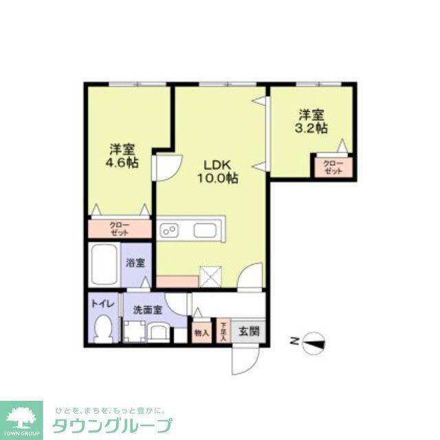 リザーブ北綾瀬(2LDK/4階)の間取り写真