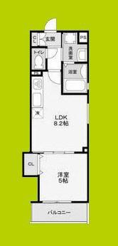 フォレストクリエオーレ城垣町壱番館(1LDK/2階)の間取り写真