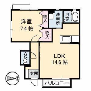 クィーンズコート I棟(1LDK/1階)の間取り写真