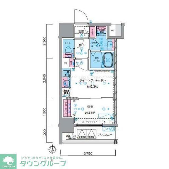 ジェノヴィア南千住スカイガーデン(1DK/7階)の間取り写真