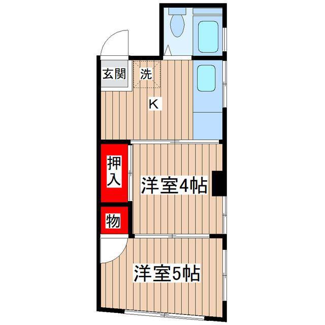 サンケイビル(2K/5階)の間取り写真