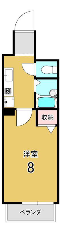 セレッソコート京都御所西(1K/8階)の間取り写真