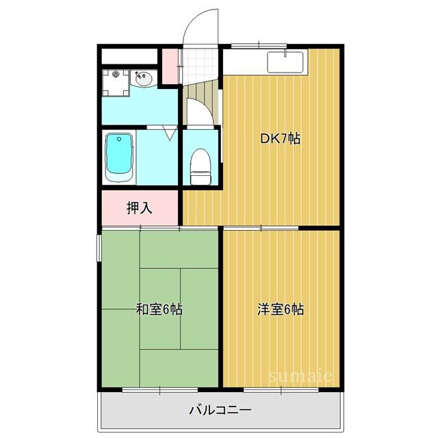 阿久津マンション(2DK/3階)の間取り写真