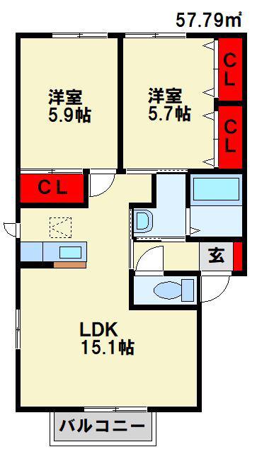 セピアコート(2LDK/1階)の間取り写真