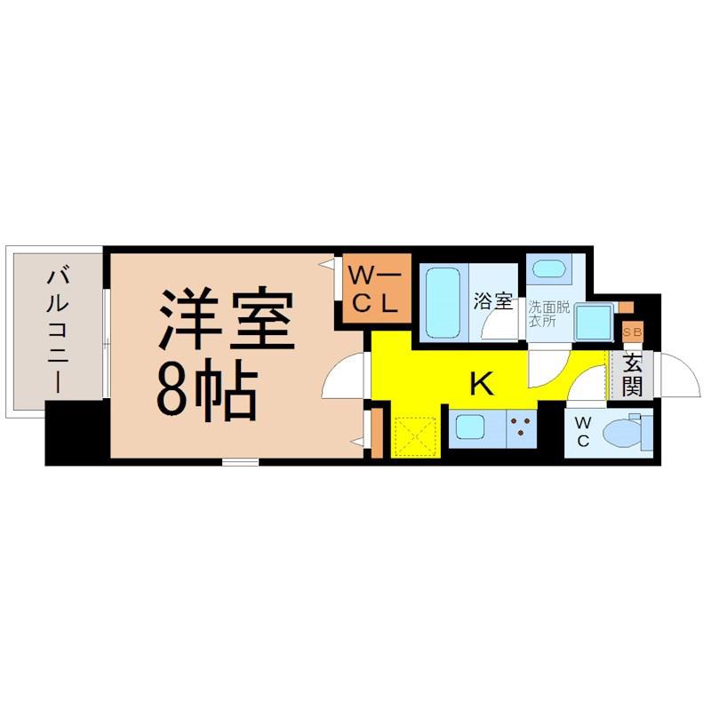 プレミアムコート大須(1K/14階)の間取り写真