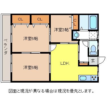 宮沢ハイツI(3LDK/2階)の間取り写真