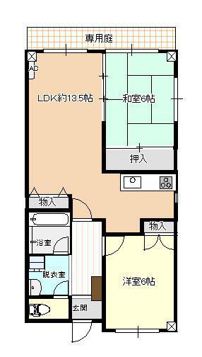 グランド・ヒルズ蓮美(2LDK/1階)の間取り写真