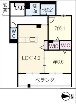 プレシャスレジデンス丸の内(2LDK/4階)の間取り写真