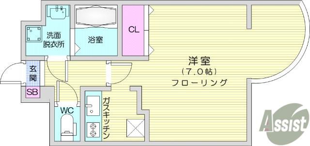 ロイヤルヒルズ鹿野1(1K/2階)の間取り写真
