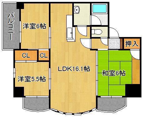 オールセインツ(3LDK/8階)の間取り写真