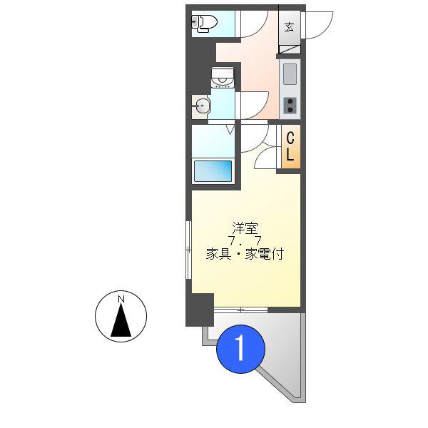 アマーレ葵(1K/6階)の間取り写真