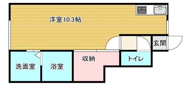 カーサ・コモード茶屋(ワンルーム/1階)の間取り写真
