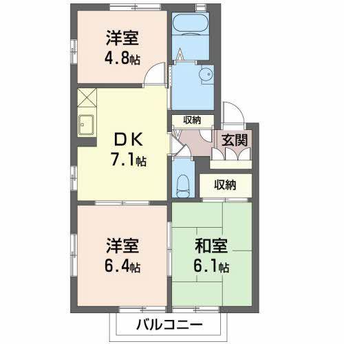 グリーンメゾン鮎沢A(3DK/2階)の間取り写真