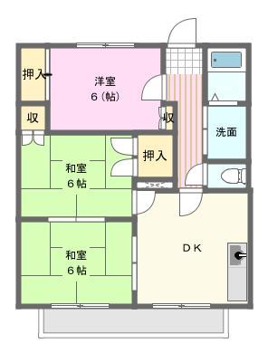 尾野スカイハイツ2(3DK/3階)の間取り写真