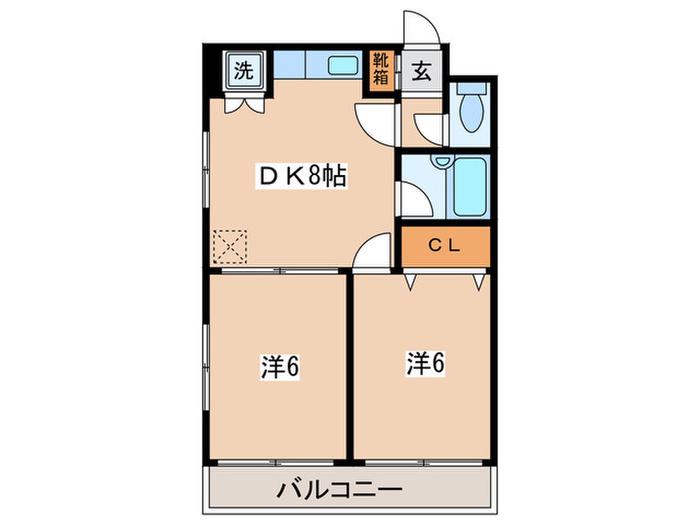ハイツ町田(2DK/3階)の間取り写真