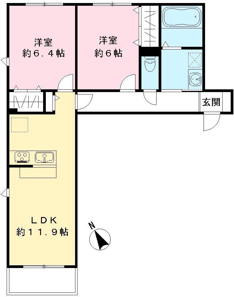 ユアメゾン南観音(2LDK/3階)の間取り写真