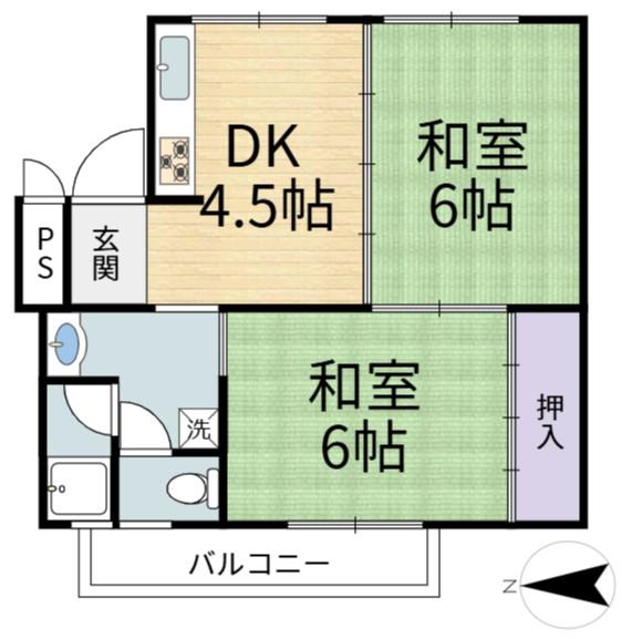 メゾン津之江(2DK/4階)の間取り写真