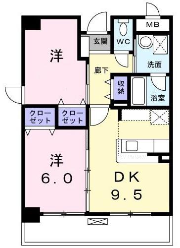 シー・グレース(2DK/3階)の間取り写真