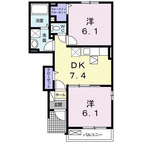 リバーサイド西浜B(2DK/1階)の間取り写真