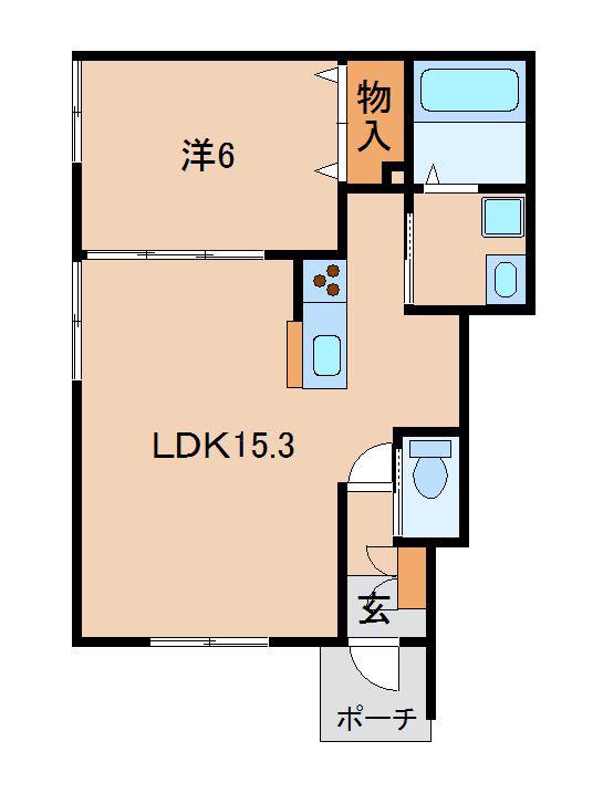 メゾンボワII(1LDK/1階)の間取り写真