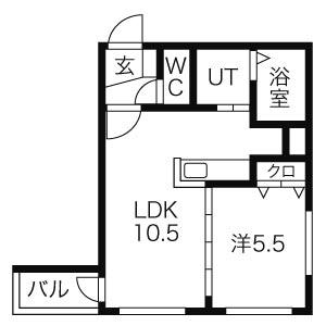 ウッドストック福住(1LDK/4階)の間取り写真