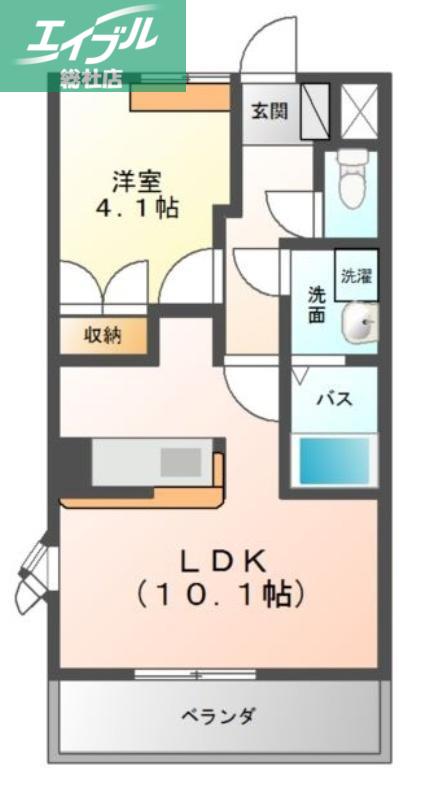 マンダリーネ広江(1LDK/2階)の間取り写真