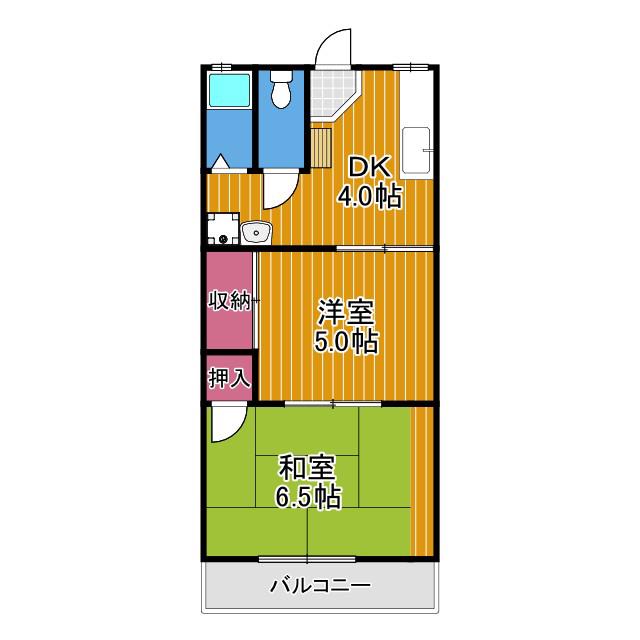 カーサ喜多(2DK/1階)の間取り写真