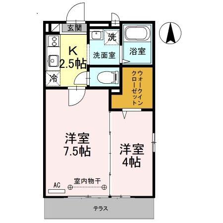 サニーフラット(2K/2階)の間取り写真