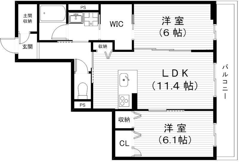 ファミーレ紀楽(2LDK/2階)の間取り写真
