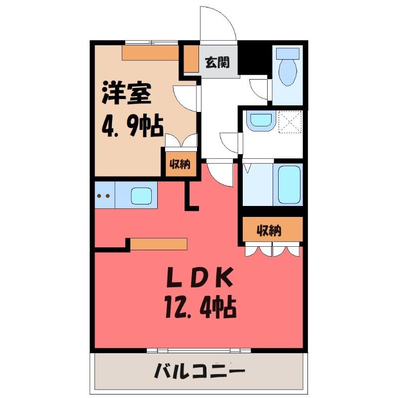 メイ・フルール I(1LDK/2階)の間取り写真