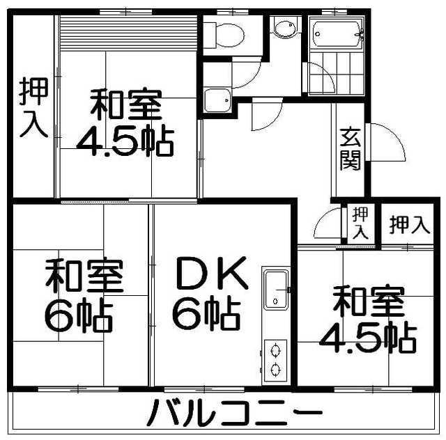釈尊寺第一(3DK/3階)の間取り写真