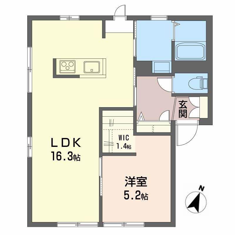 アメニティタウンD(1LDK/1階)の間取り写真