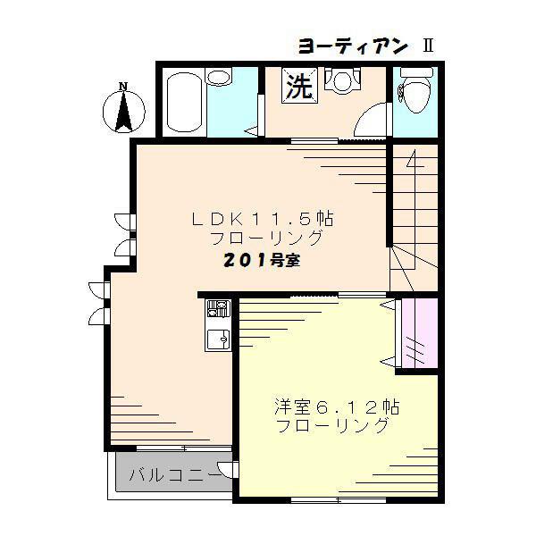 ヨーティアンII(1LDK/2階)の間取り写真